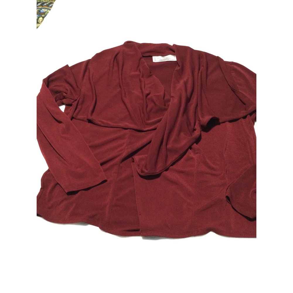 Simonton Says George Simonton Burgundy Waterfall Open Front Cardigan Medium - Picture 3 of 7